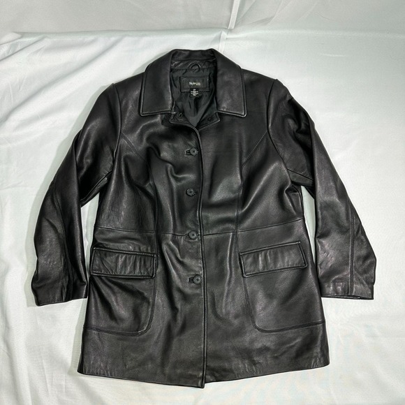 Style & Co. Jackets & Blazers - Style & Co Leather Jacket Womens 16W Black Car Coat Minimalist Quiet Luxury